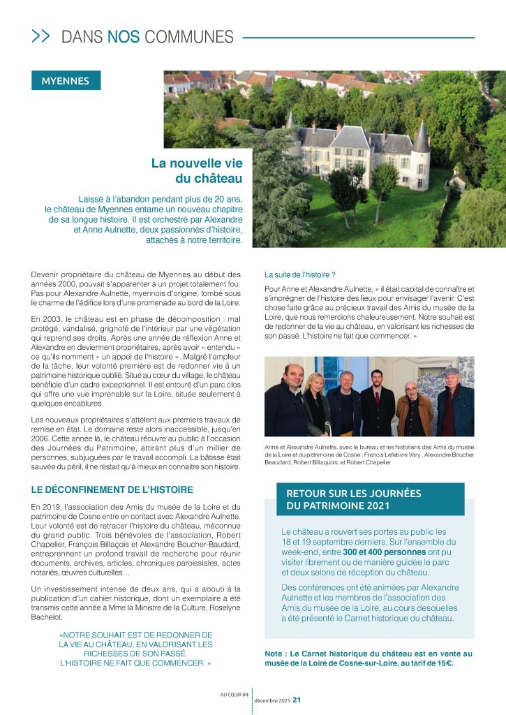 La nouvelle vie du château - extrait du magazine de décembre 2021