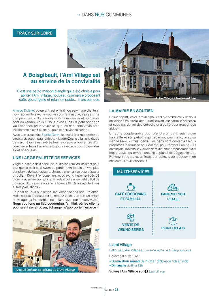 L'Ami Village, commerce de Boigibault - extrait du magazine de juin 2022