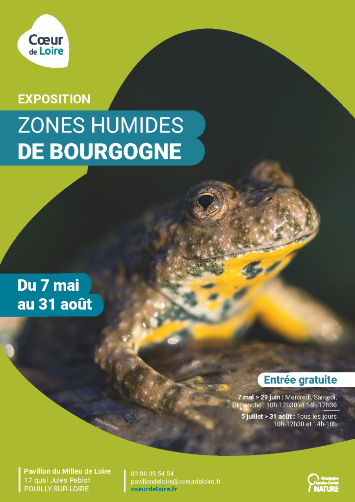 affiche de l'exposition zones humides au Pavillon du Milieu de Loire